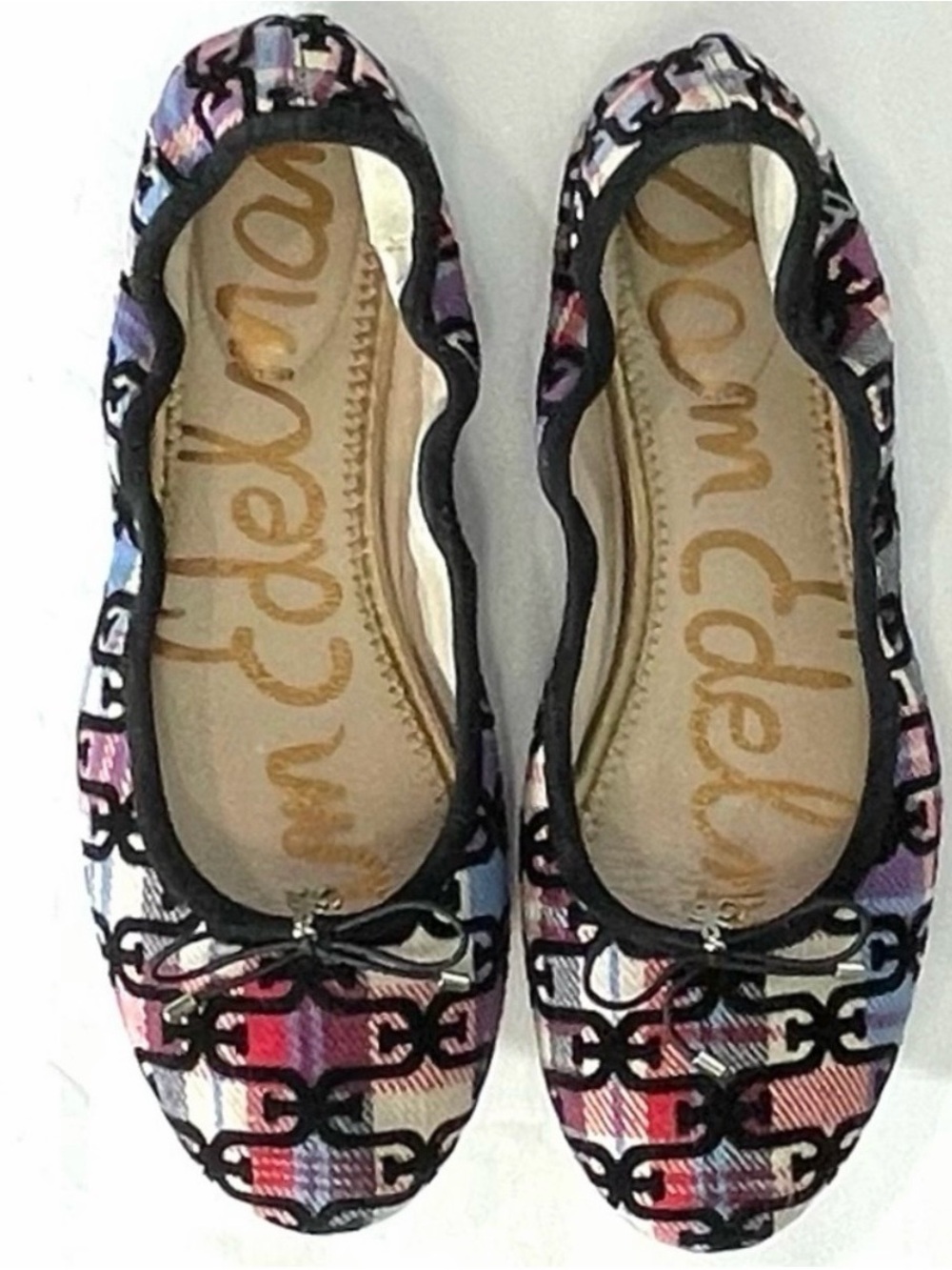 Sam Edelman Felicia Ballet Flats 8.5 Plaid Link bow Ballet Flats